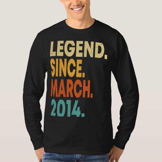 T-shirt Légende depuis mars 2014 Garçon fille 9 ans 9e B (Devant)
