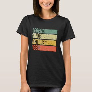 T-shirt Légende depuis octobre 1980 42 ans 42e naissance