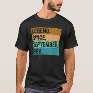 T-shirt Légende depuis septembre 1980 42 ans 42e Bir