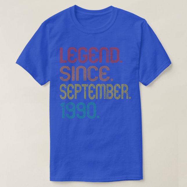 T-shirt Légende depuis septembre 1990 Cadeaux de 32 ans 32 (Design devant)