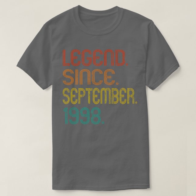 T-shirt Légende depuis septembre 1998 Cadeaux de 24 ans 24 (Design devant)