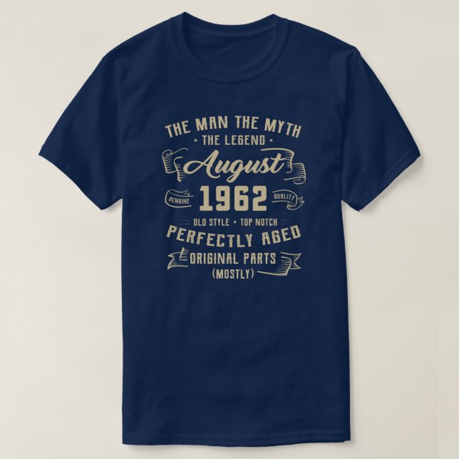 T-shirt Légende du mythe masculin août 1962 60e anniversai (Design devant)