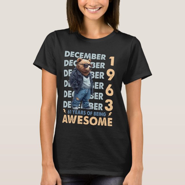 T-shirt Légende masculine Décembre 1963 61e Ours d'anniver (Devant)