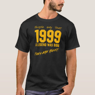 T-shirt Légende Né 1999 Anniversaire Vintage Célébration