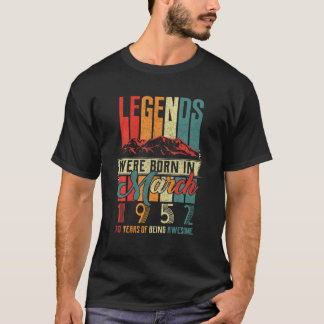 T-shirt Légende Né En Mars 1952 70E Anniversaire 70 Annive
