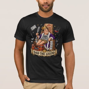 T-shirt Légende Papa Roi Cadeau Fête des Pères Trône Royal