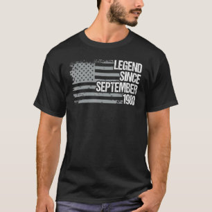 T-shirt Légende vieille de 42 ans depuis septembre 1980 42