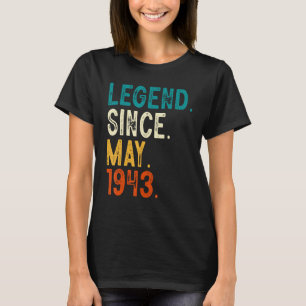 T-shirt Légende vieille de 80 ans depuis mai 1943 80e anni