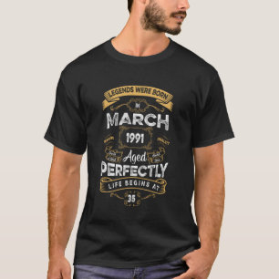 T-shirt Légendes d'anniversaire rétro 35 ans nées en mars