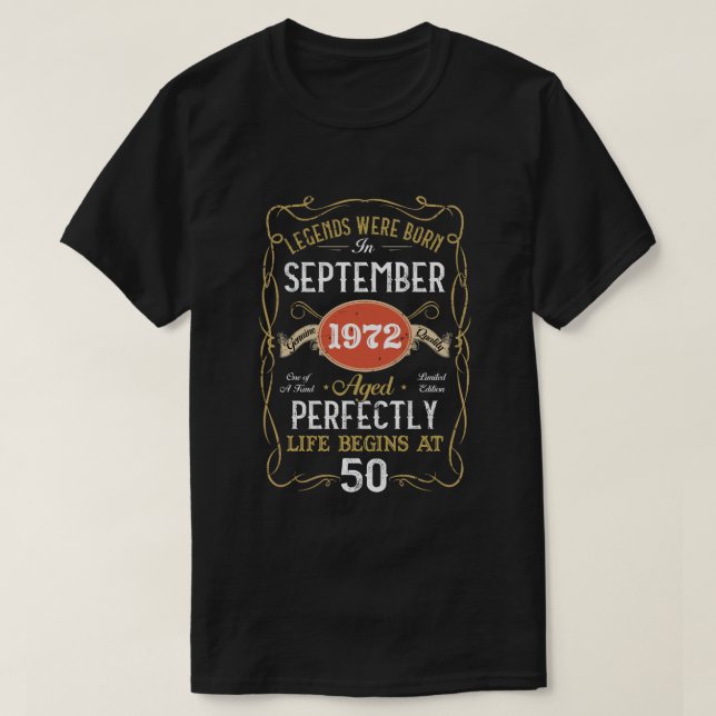 T-shirt Légendes Né En Septembre 1972 50e Anniversaire 50  (Design devant)
