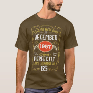 T-shirt Légendes Nées En Décembre 1957 65e Anniversaire 65