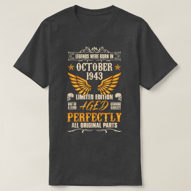 T-shirt Légendes sont nées en octobre 1943 - Rock Biker 79 (Design devant)