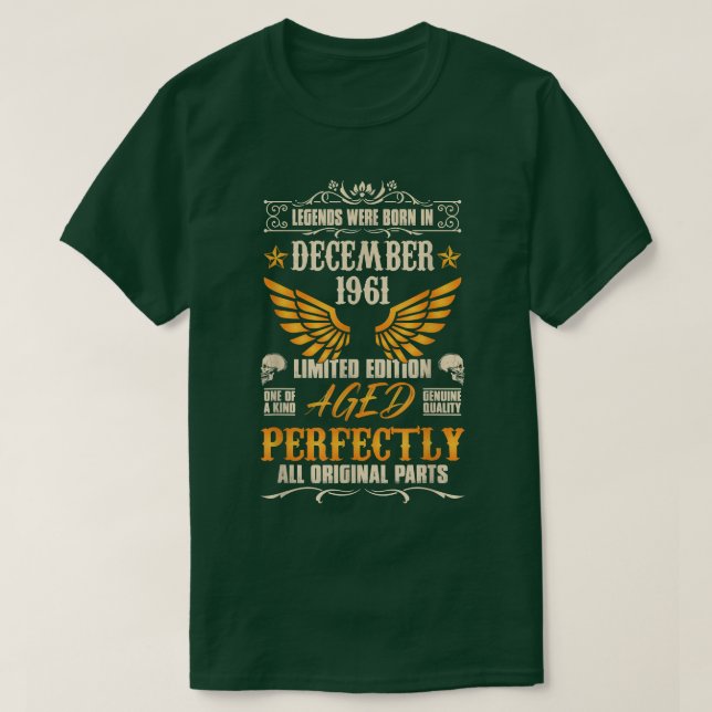 T-shirt Legends Were Born in December 1961 - Rock Biker 61 (Design devant)