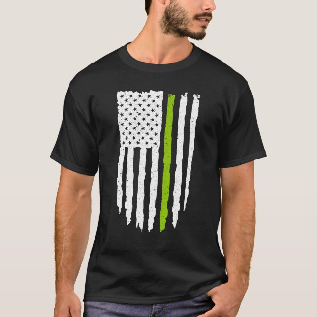 T-shirt Légère Ligne Verte Drapeau Américain Pour Vegan Et (Devant)