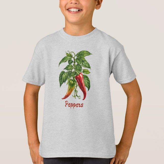 T-shirt Légume 12 piments, nourriture, légumes, végétalien (Devant)