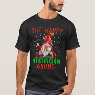 T-shirt L'électricien heureux Gnome Christmas Electrician