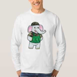 T-shirt L'éléphant comme soldat avec uniforme et casque
