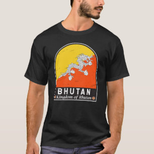 T-shirt L'emblème du drapeau du Bhoutan en Vintage