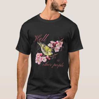 T-shirt \L'Enfer Est D'Autres Personnes Rétro Fleurs Vinta