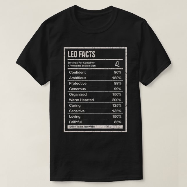 T-shirt Leo Faits Vêtements Pour Hommes Et Femmes Drôle Zo (Design devant)
