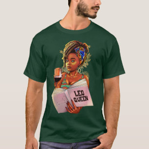 T-shirt Leo Queen Afro Locs Girl Zodiac Signes Anniversair
