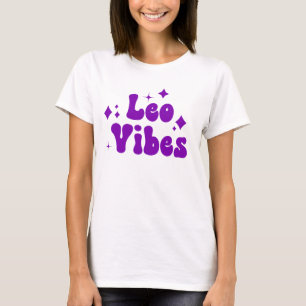 T-shirt Leo Vibes Astrologie Zodiaque Étoiles violettes