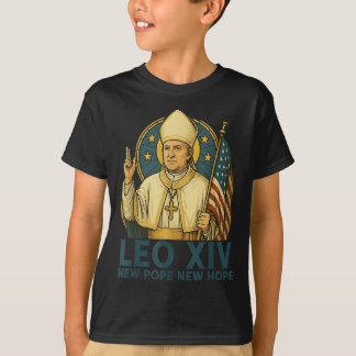 T-shirt Leo Xiv Nouveau Pape Nouvel Espoir Drapeau Rétro V