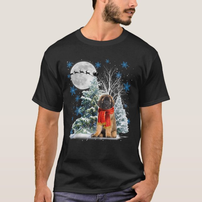 T-shirt Leonberger sous la neige de la lune Pajama de Noël (Devant)
