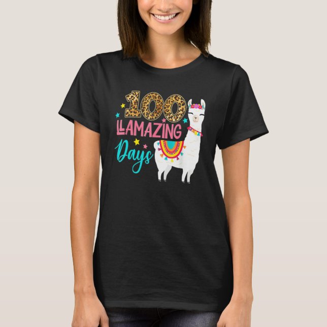 T-shirt Leopard 100 Llamazing Days Llama Teacher 100th Day (Devant)