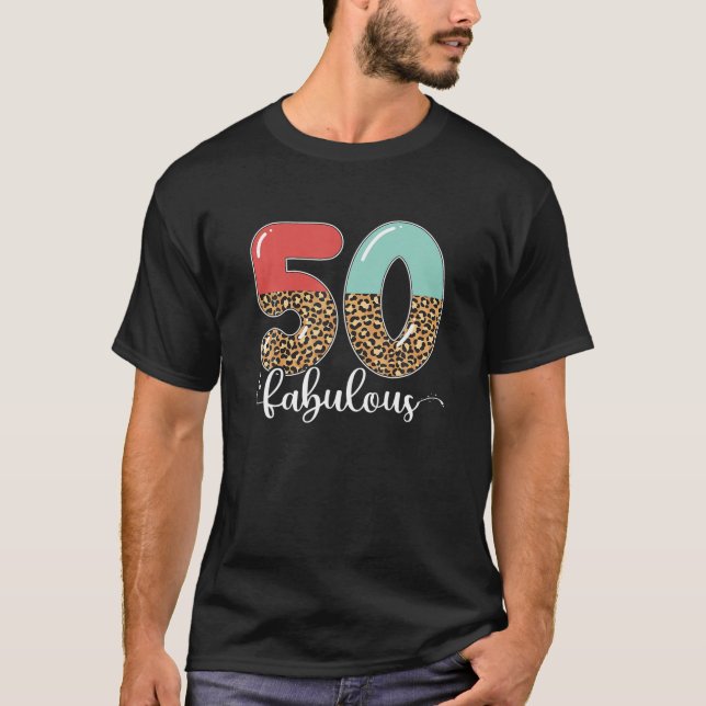 T-shirt Leopard 50E Anniversaire Fabuleux 50 Anniversaire (Devant)