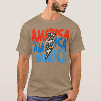 T-shirt Leopard America Patriotique Freedom Vive Rock & &