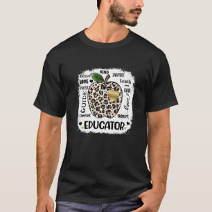 T-shirt Leopard Apple Educator Love Care Support Inspirer