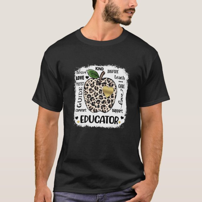 T-shirt Leopard Apple Educator Love Care Support Inspirer  (Devant)