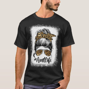 T-shirt Leopard Auties Tante Life Bleached Messy Bun Girl 