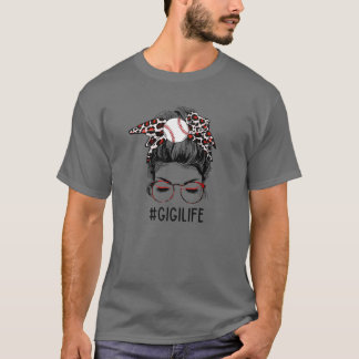 T-shirt Léopard Ball Gigi Life Messy Bun Game Day Mothers