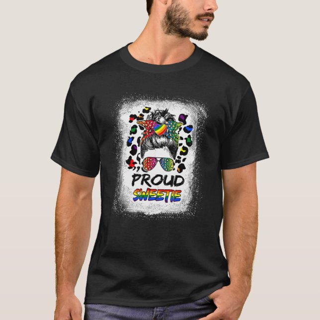 T-shirt Léopard Bleu Fière Sweetie Lgbtq Pride Mois M (Devant)