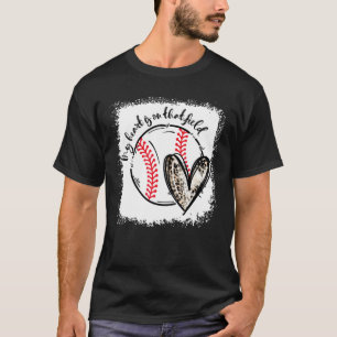 T-shirt Leopard Bleu Mon Coeur Est Sur Ce Champ Basebal