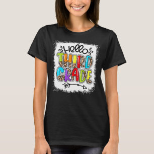 T-shirt Leopard Bonjour 3e année Enseignant 1er jour de