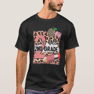 T-shirt Leopard Bonjour Enseignant de 2e année Premier jou