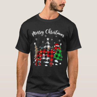 T-shirt Leopard Buffalo Plaid Matching Whippet Dog Christm