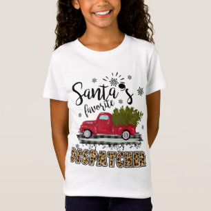 T-Shirt Léopard Buffalo Plaid Père Noël Dispatcher Favori