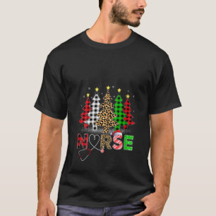 T-shirt Leopard Buffalo Plaid Xmas Tree ER Nurse C