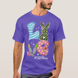 T-shirt Leopard Bunny LOVE L&D Nurse Funny Jour de Pâques 