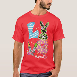 T-shirt Leopard Bunny LOVE Scrub Life Funky Pâques Jour Ch