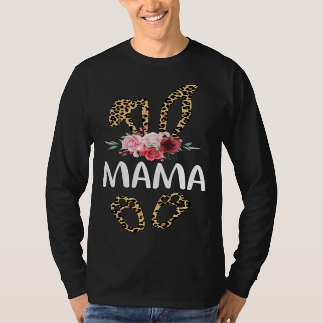 T-shirt Leopard Bunny Mama Easter Bunny Ears (Devant)