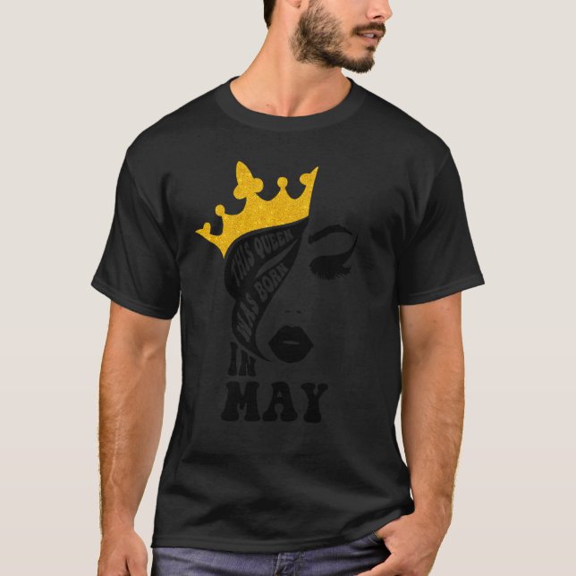 T-shirt Leopard Cette Reine Est Née En Mai Joyeux Annivers (Devant)
