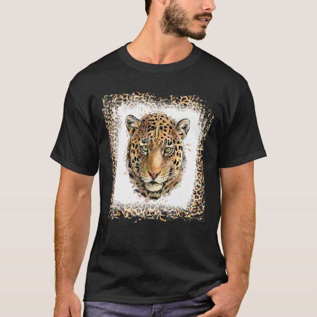 T-shirt Leopard Cheetah Jaguar Tête Aquarelle Animal (Devant)