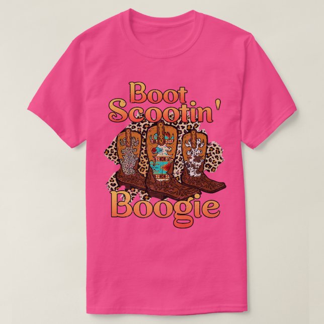T-shirt Leopard Cowboy Boots Scooter Boogie Western Count (Design devant)