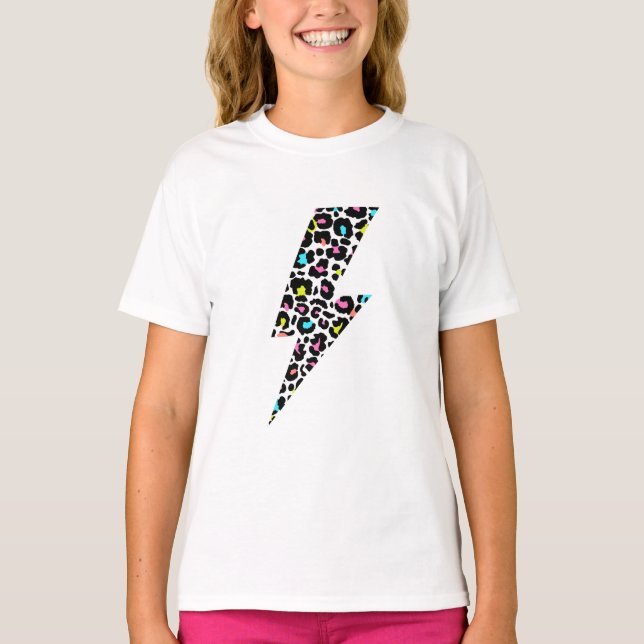 T-shirt léopard, éclair, empreinte de léopard (Devant)