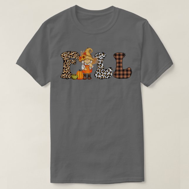 T-shirt Leopard Fall mignonne Gnomes Thanksgiving Cadeaux  (Design devant)